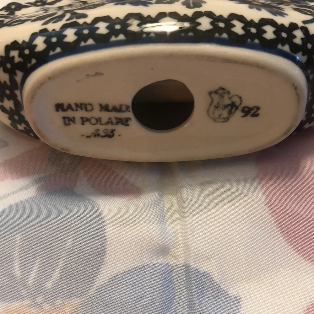 Manufaktura W. Bolestawiec Floral Napkin Holder Polish Pottery 5.5x3” - Picture 5 of 5